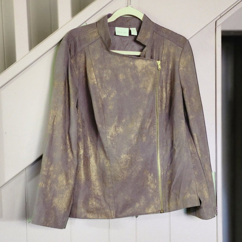 Chico's Jacket, Asymmetrical Zip, Chico Size 2 (Large)